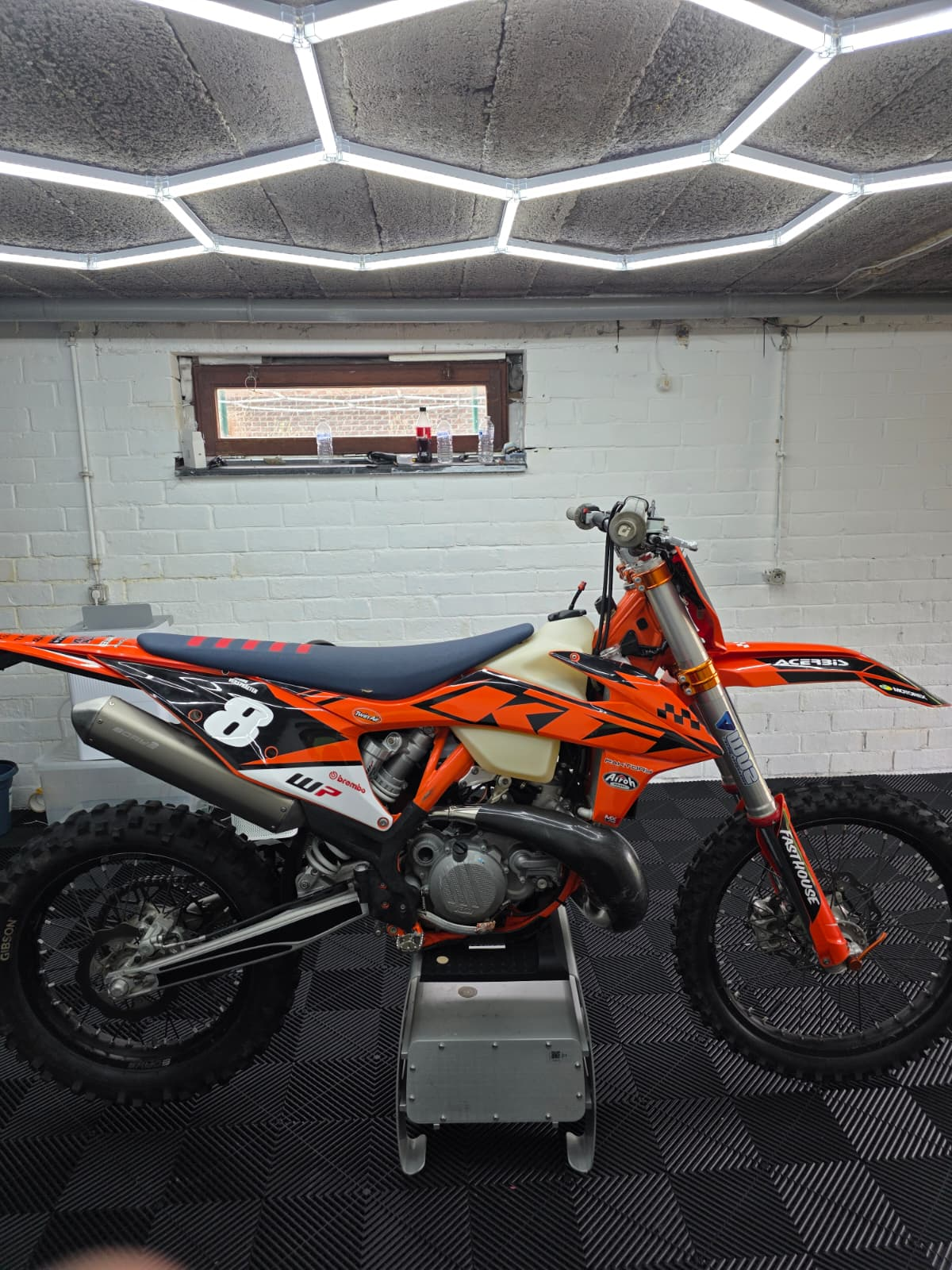 KTM EXC 250 stickerset install rear three-quarter view