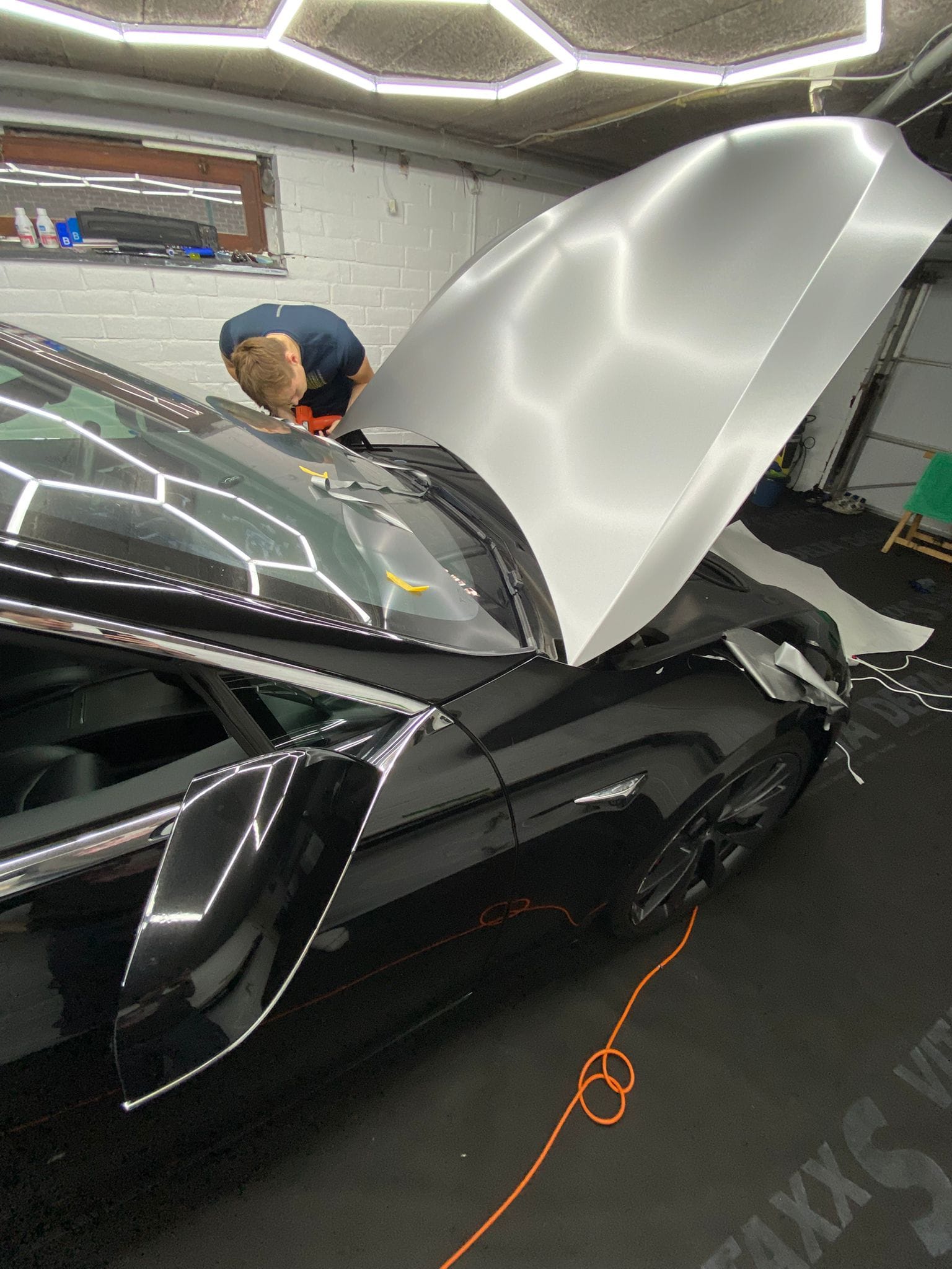Tesla Model S P100D wrap in progress